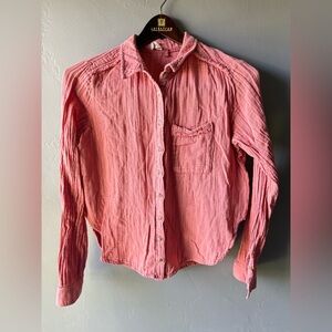 Pilcro Peach/Pink Long Sleeve Button Up Shirt - Size XS